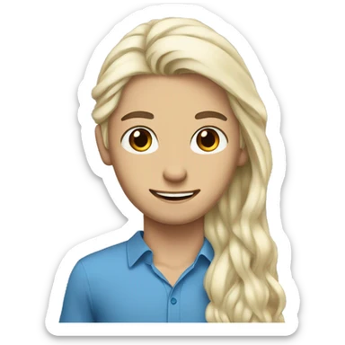 Blue eyed blonde man with a brown eyed girl with silver hair  sticker