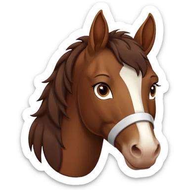 brown horse with chocolate mane and a long white stripe on its muzzle, head only sticker