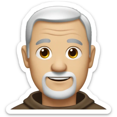 A middle-aged white male friar with a grizzled appearance, buzz cut, and a square jaw. sticker