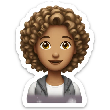 Girl with curly hair and mixed sticker