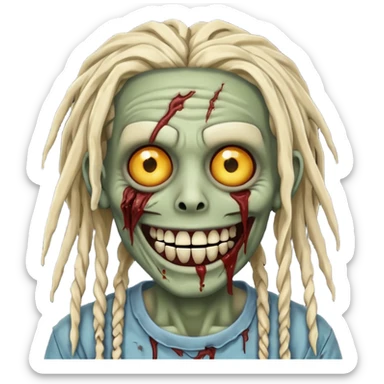zombie with dreads with braces smiling  sticker