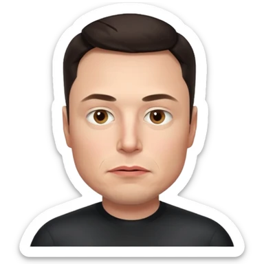 realistic make me elon musk serious face dark hair no shoulders just head  sticker