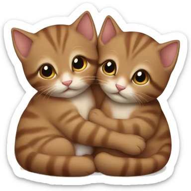 small brown kittens snuggeling sticker