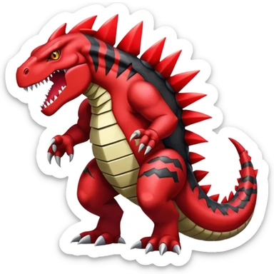 Badass black and red Groudon-salazzle-tyranitar-hybrid, full body sticker