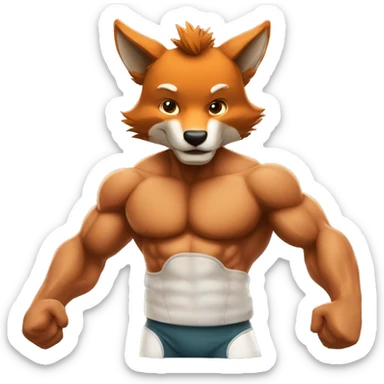 Renard rugbyman musclé  sticker