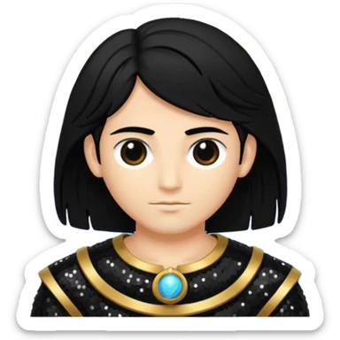 Saturn, God of Time with black hair, black sequin outfit sticker