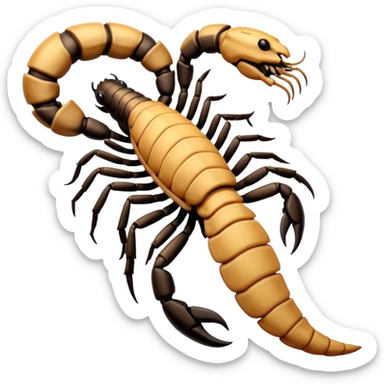 A 3D cartoon scorpion tattoo on a forearm, black ink, detailed stinger and claws, soft lighting, Memoji-style realism. sticker