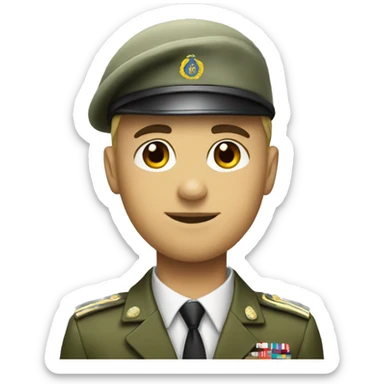 Army solider white skin in suit and a beret sticker