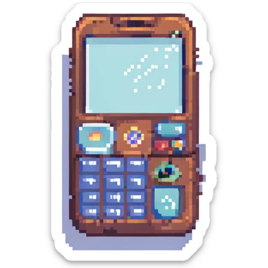 Make the phone PNG with a transparent background, keep Minecraft pixel art style. sticker