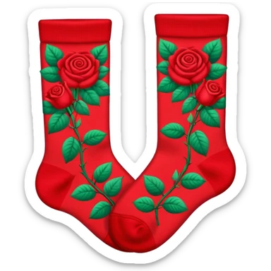 A red socks with red roses partern sticker