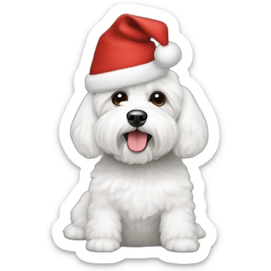 bichon dog-christmas hat sticker