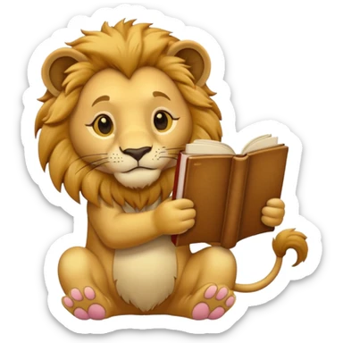 lion reading a book sticker