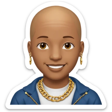 Young African rapper, bald with chain, without piercings sticker
