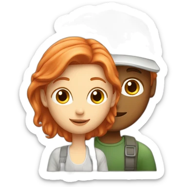 couple boy blond with cap and woman redhair sticker