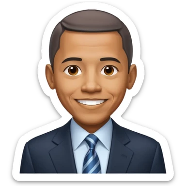 Create Barack Obama in a suit with warm smile & confident pose. sticker