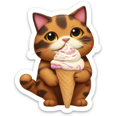 Fat Tortishell cat eating ice cream sticker