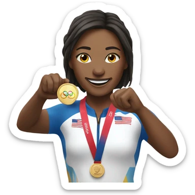 Woman winning Olympic gold sticker