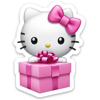 Hello kitty with pink gift sticker