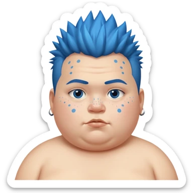 fat kid blue mohawk sticker