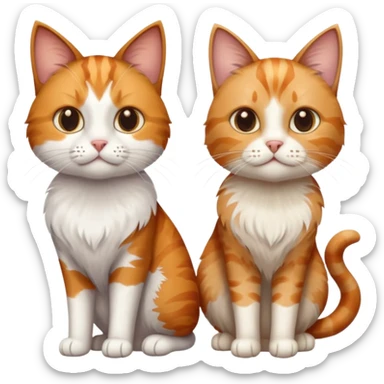 3 cats different colours including brown tabby and white, light patchy calico, and ginger and white sticker