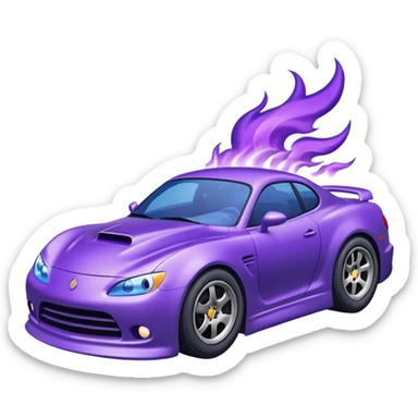 Purple car drifting with navy blue flames coming out of the rear tires. sticker