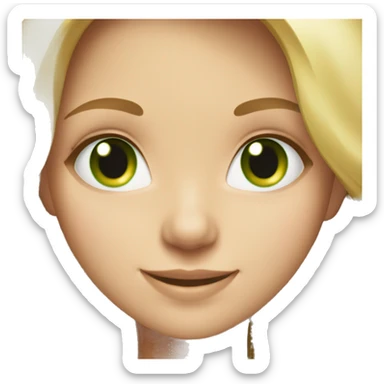 smiling girl with long blonde hair and Green eyes sticker