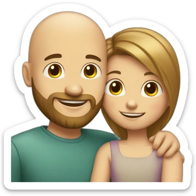 Happy-secret-couple-bald-guy-with-beard-with-boy-haircut-girl-hugging sticker