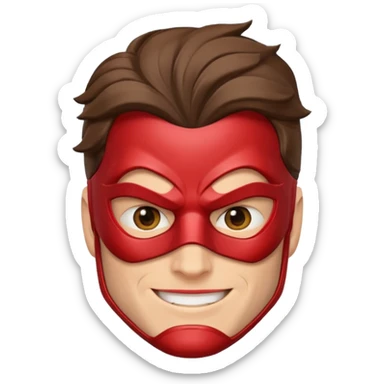 Male superhero head happy sticker