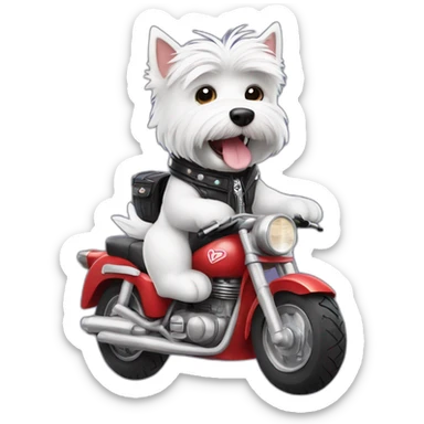 The cutest Westie dog riding a motorcycle  sticker