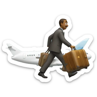 Man dragging suitcase and plane flying  sticker
