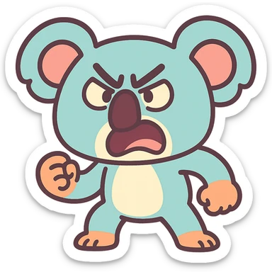angry koala in pastel toon style sticker