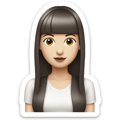White Girl with Dark Brown Hair and￼ Bangs sticker