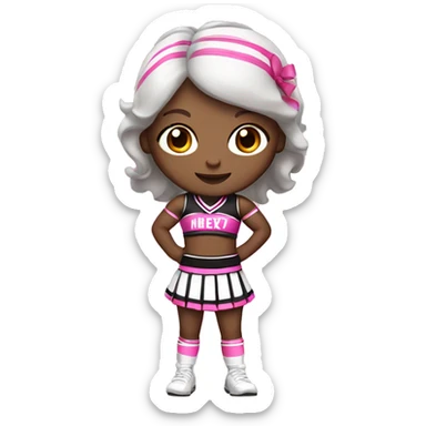 Cheerleader in black and pink kit white skin and brown hair full body   sticker