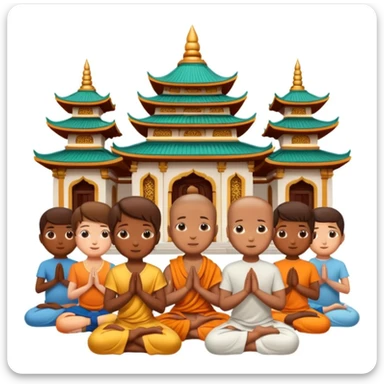 people praying in a Buddhist temple sticker