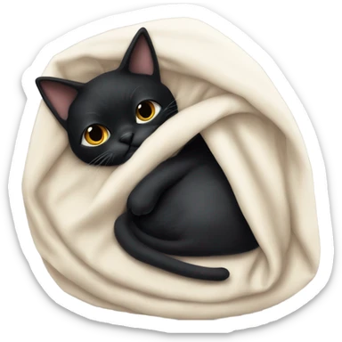 Black cat with White girl cosy under a blanket sticker