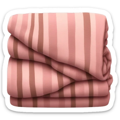 cozy pink folded blanket with thin brown stripes sticker
