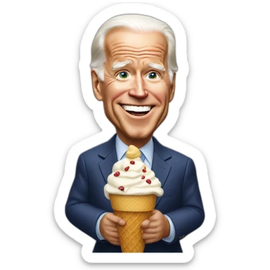 Joe Biden with ice cream  sticker