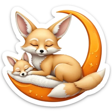 fennec sleeping on a moon sickle  sticker