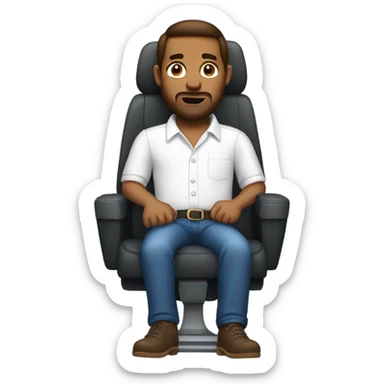 man in white button-down shirt sitting in a car seat sticker
