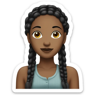black woman with black braids and lashes sticker