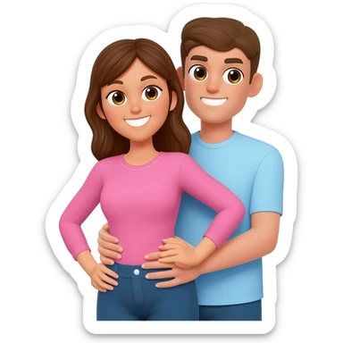 Guy standing behind her holding her hips sticker