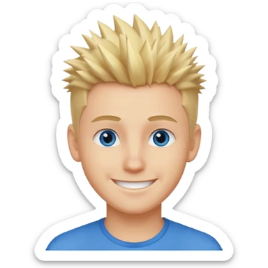 young man with blond spiky hair, smiling sticker