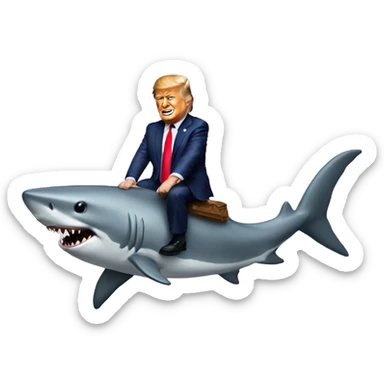 Donald Trump riding a shark sticker