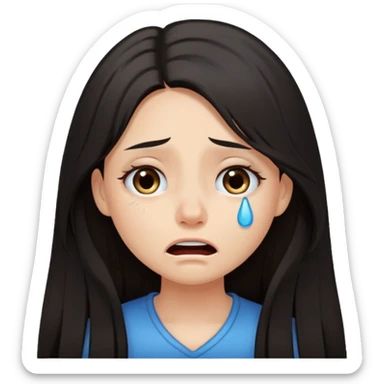 pretty girl with dark long hair crying and cross eyed  sticker