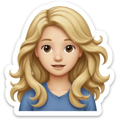 18 year old girl with long wavy dirty blonde hair waving sticker