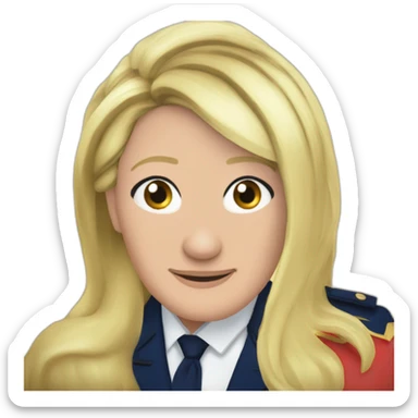 Marine le pen chevauche Macron sticker