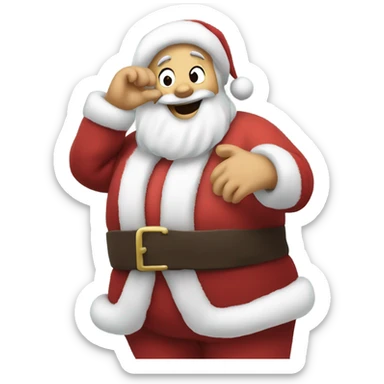 santa rubbing his bare hairy fat belly as he laughs sticker