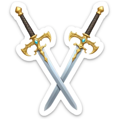 Two Golden royal swords with gold blades and gold handel sticker