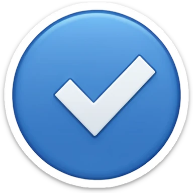 A blue circle with a white checkmark inside (dark blue checkmark) sticker