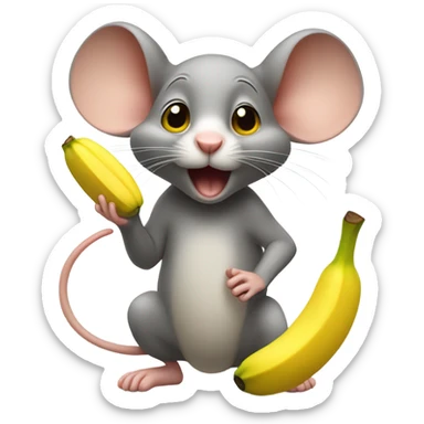 Mouse juggling bananas sticker